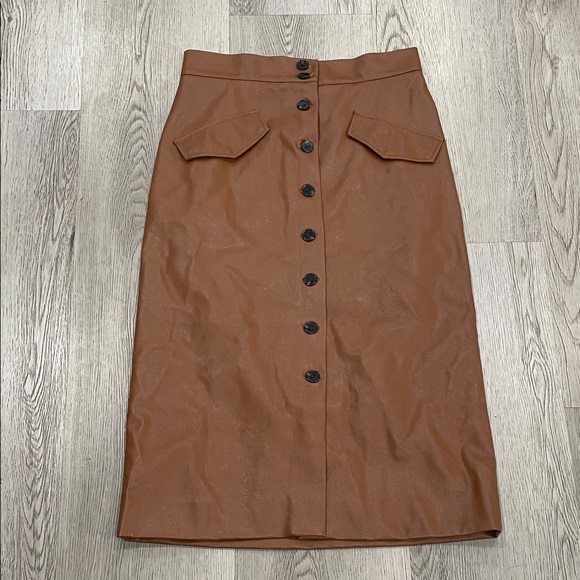 H&M Dresses & Skirts - H&M Brown Button-Down Midi Skirt